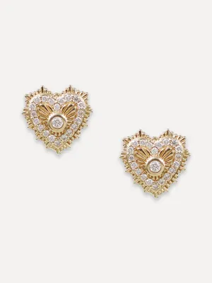 14K Diamond Heart Burst Studs