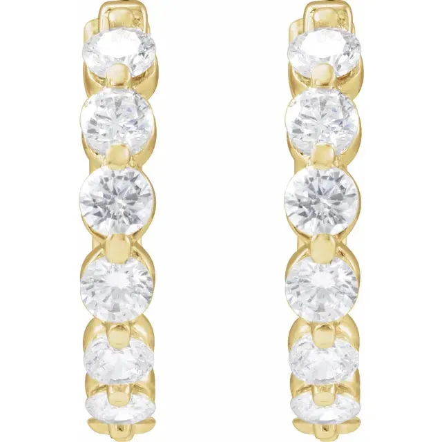14K Yellow 1 CTW Lab-Grown Diamond Hoop Earrings