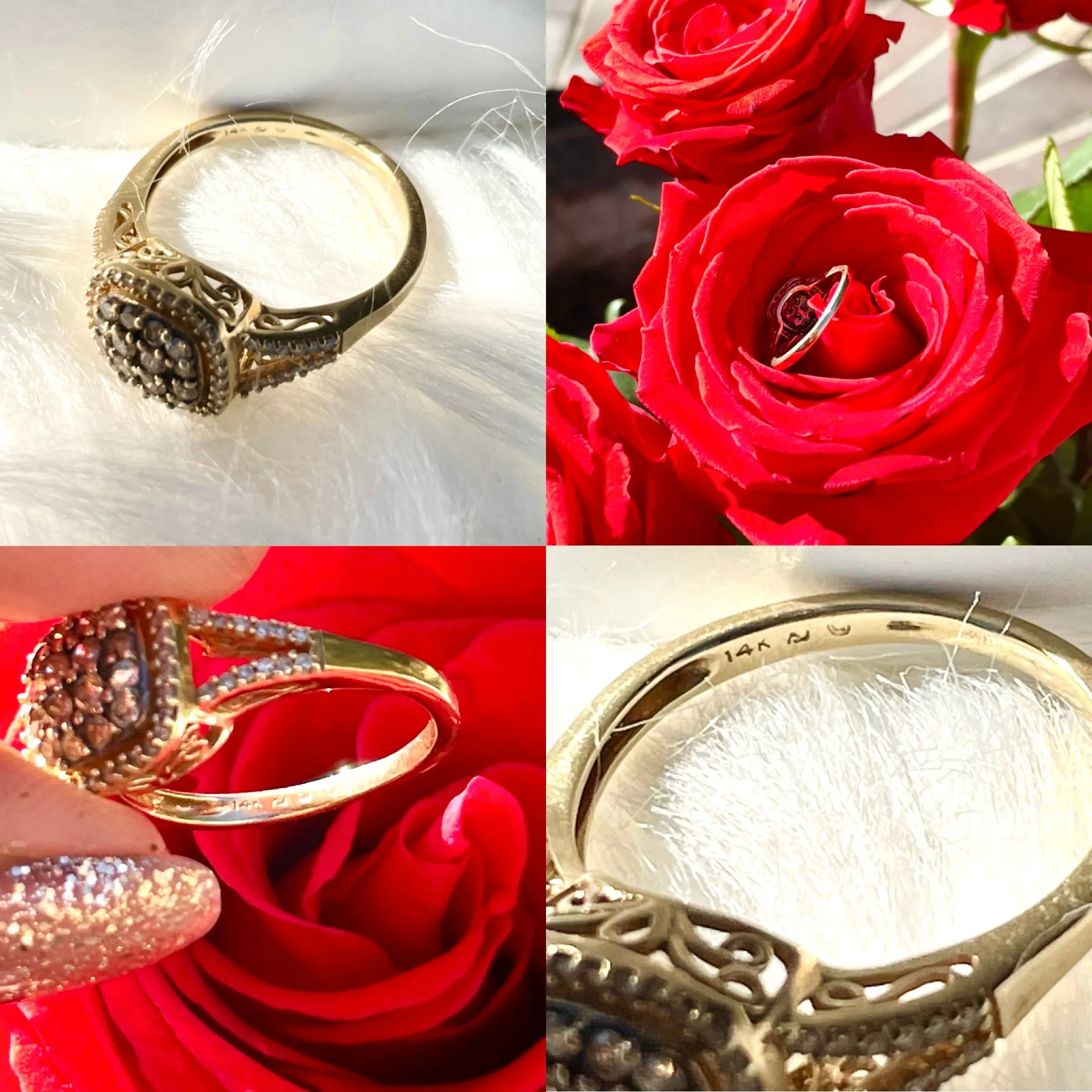 14K Yellow Gold Signed Chocolate Diamond Tested Ring 3.2g Ladies Size 6.25