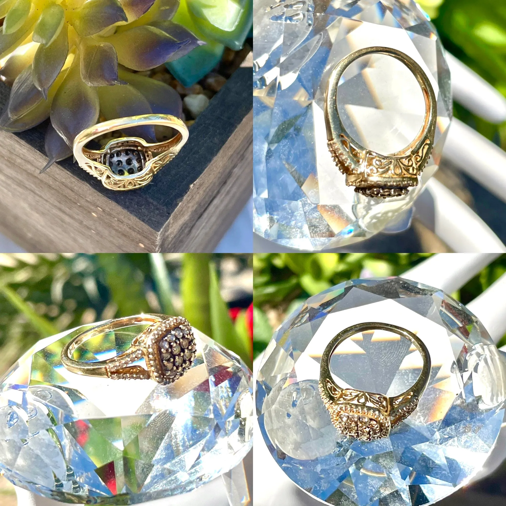 14K Yellow Gold Signed Chocolate Diamond Tested Ring 3.2g Ladies Size 6.25
