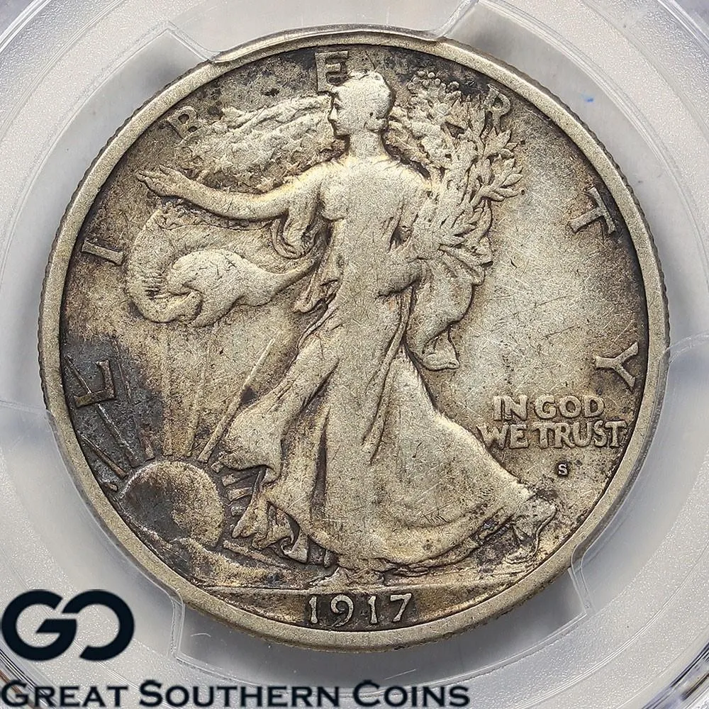 1917-S Walking Liberty Half Dollar, Obverse Mintmark, PCGS VF-20 ** Very Scarce!