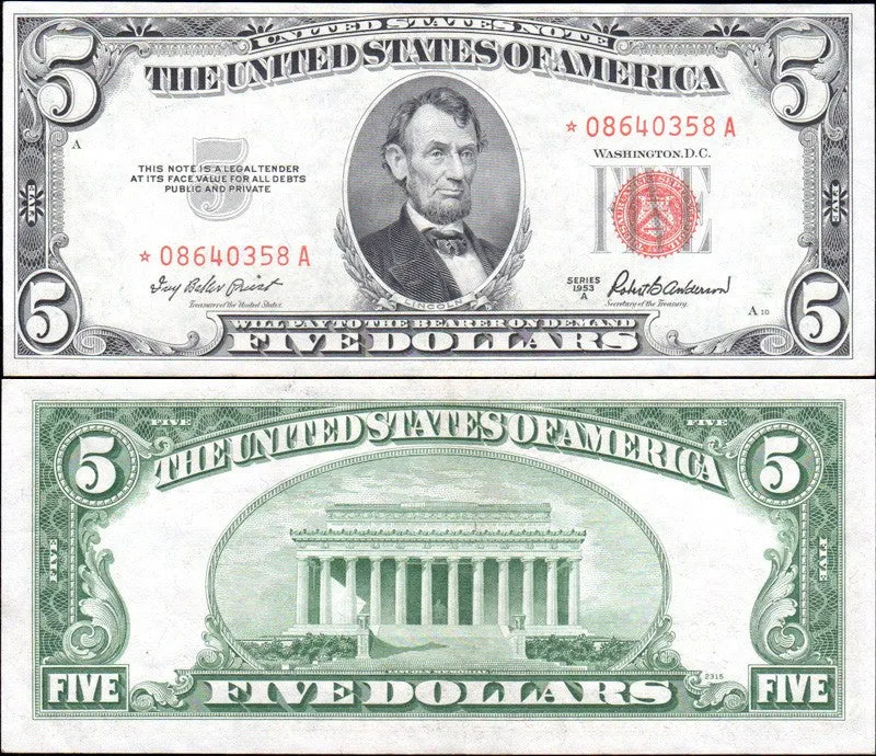 1963 $5 Legal Tender Star Notes - Multiple Grades Available