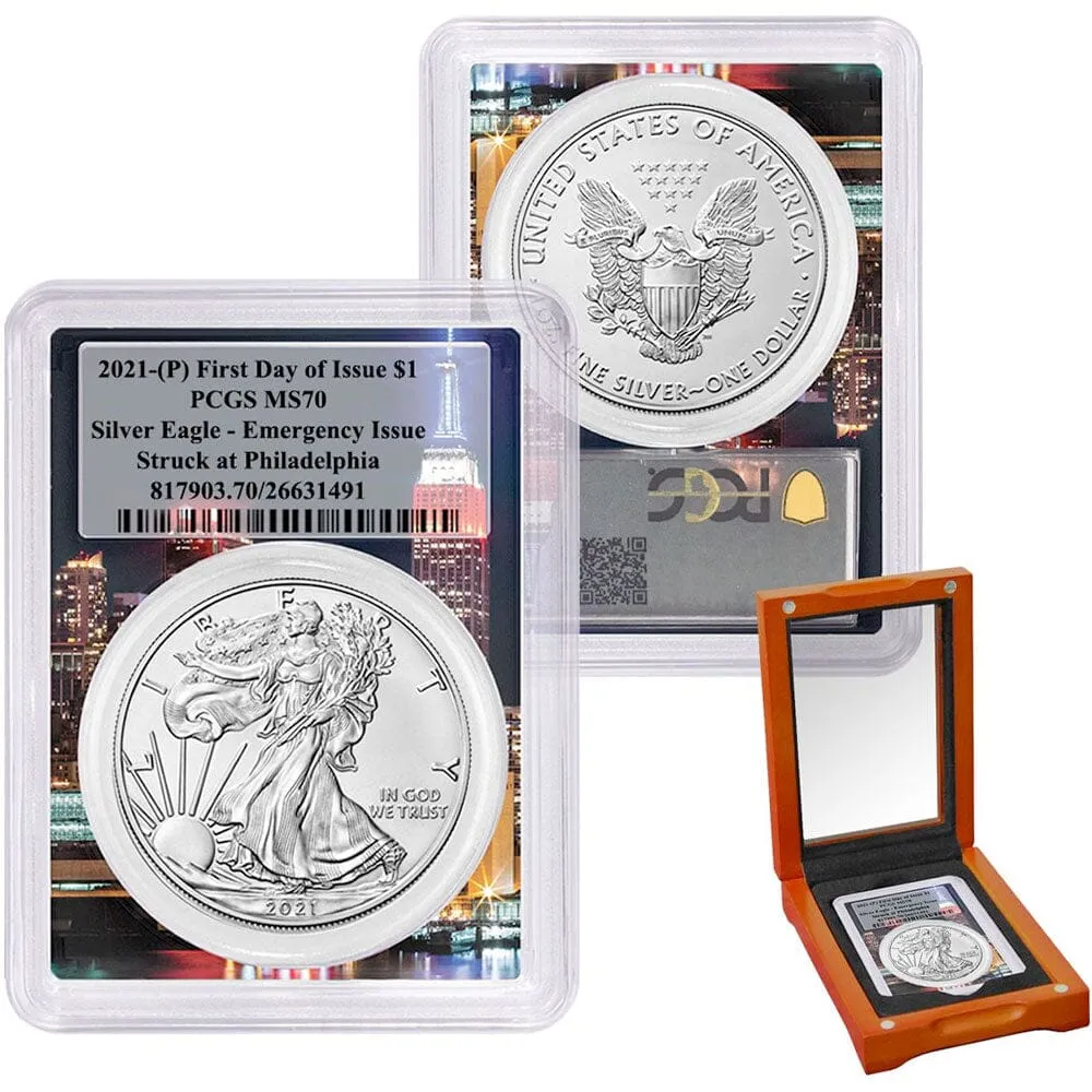 2021(P)  Emergency Issue American Silver Eagle - PCGS MS 70 FDOI - Empire State Building