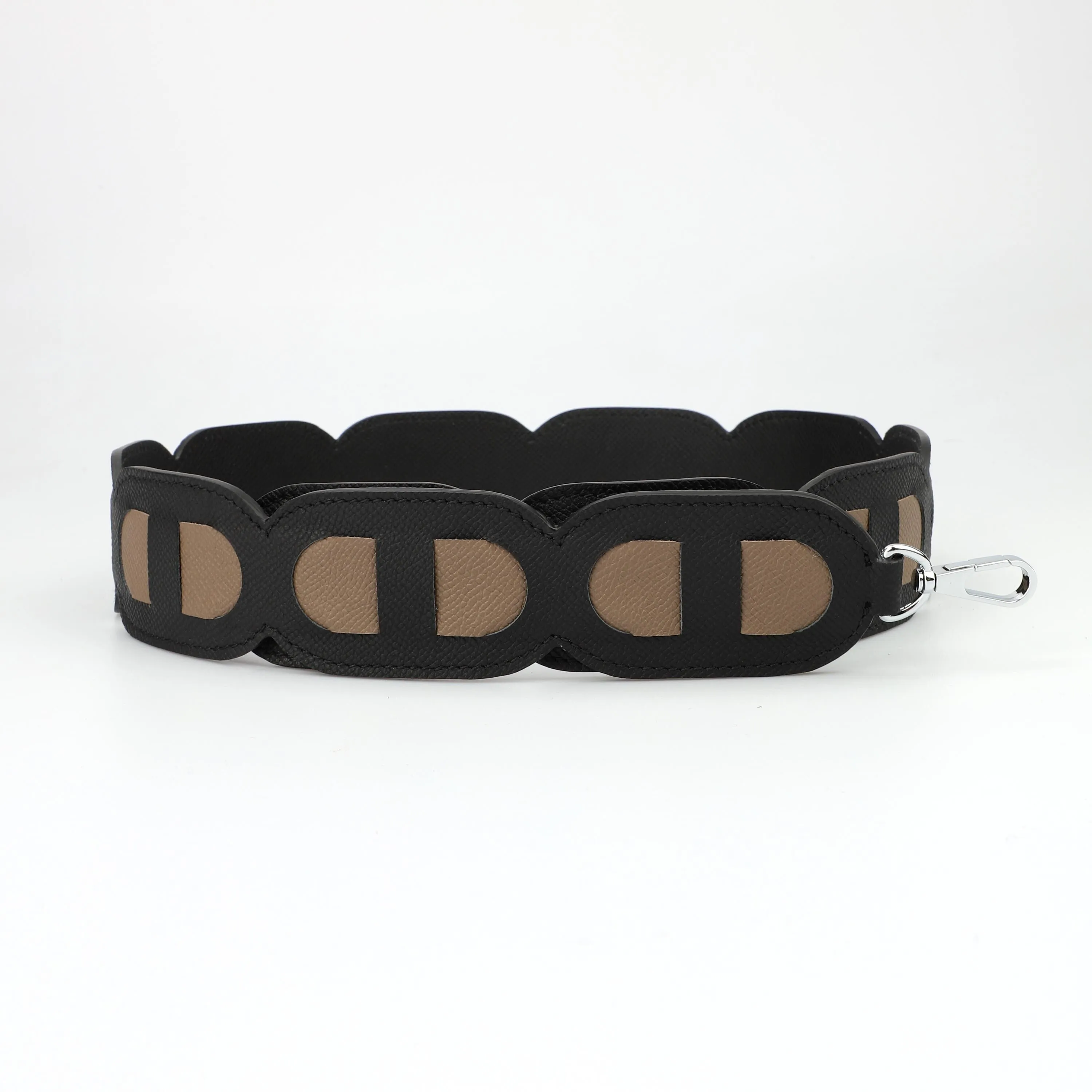 50mm width Bandouliere Maillon Chaine Shoulder strap Z engraved 2025 strap，Bandouliere petits Maillons shoulder Strap in Epsom leather