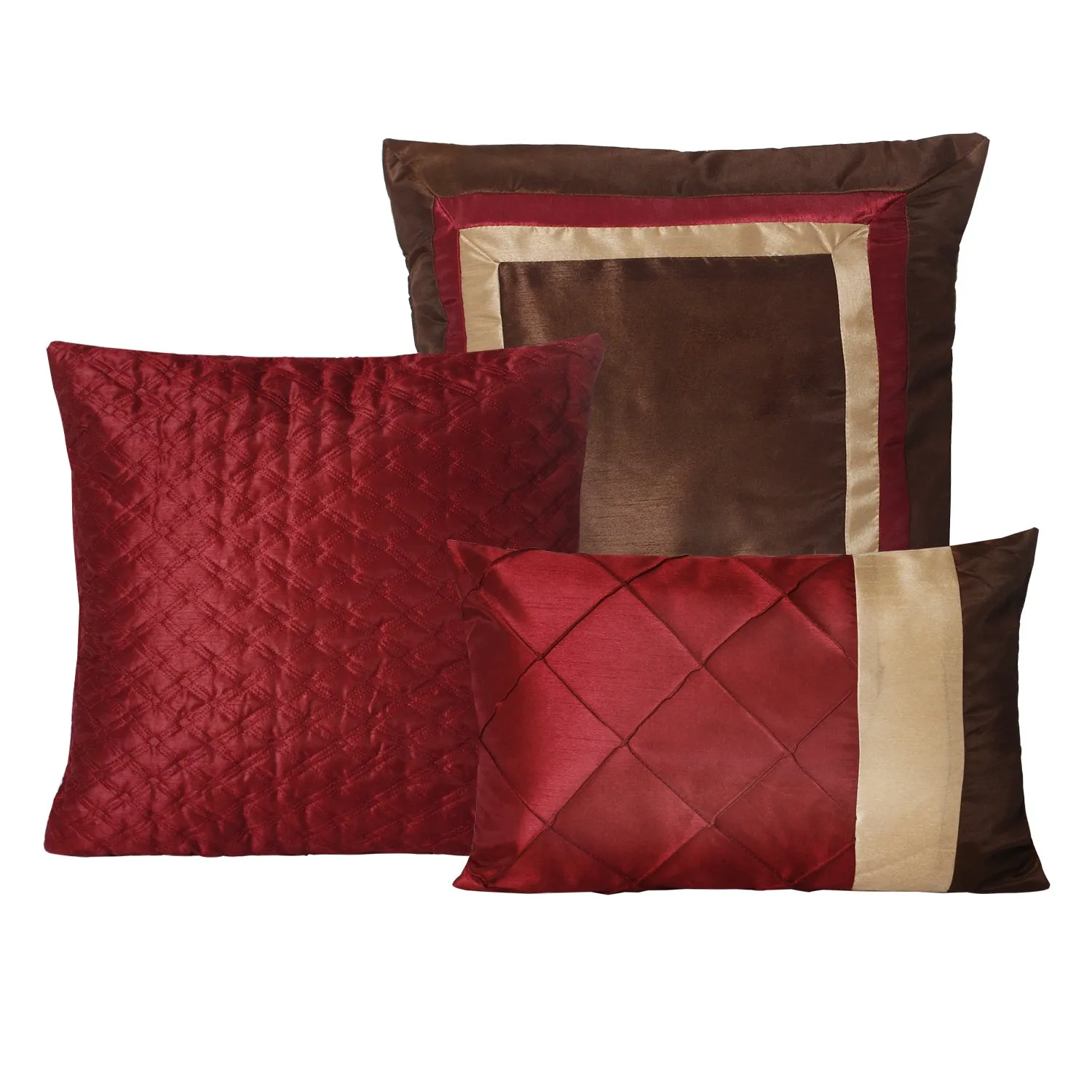 7 Piece Hypoallergenic Fade Resistant Patchwork Diamond Pintuck  Bed In A Bag Comforter Set-MYA