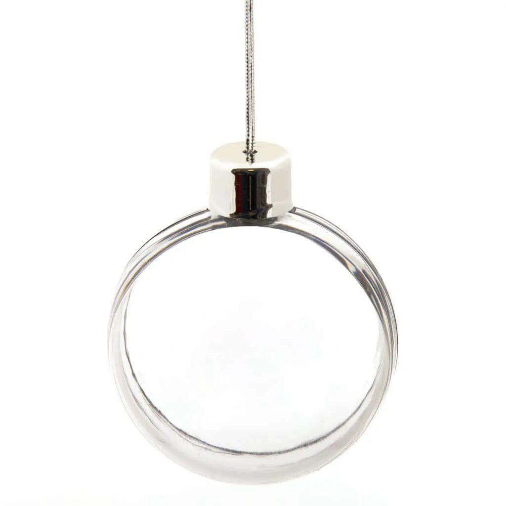 80mm Round (3 inch) Blank Plastic Bauble with Cap - Pack of 6
