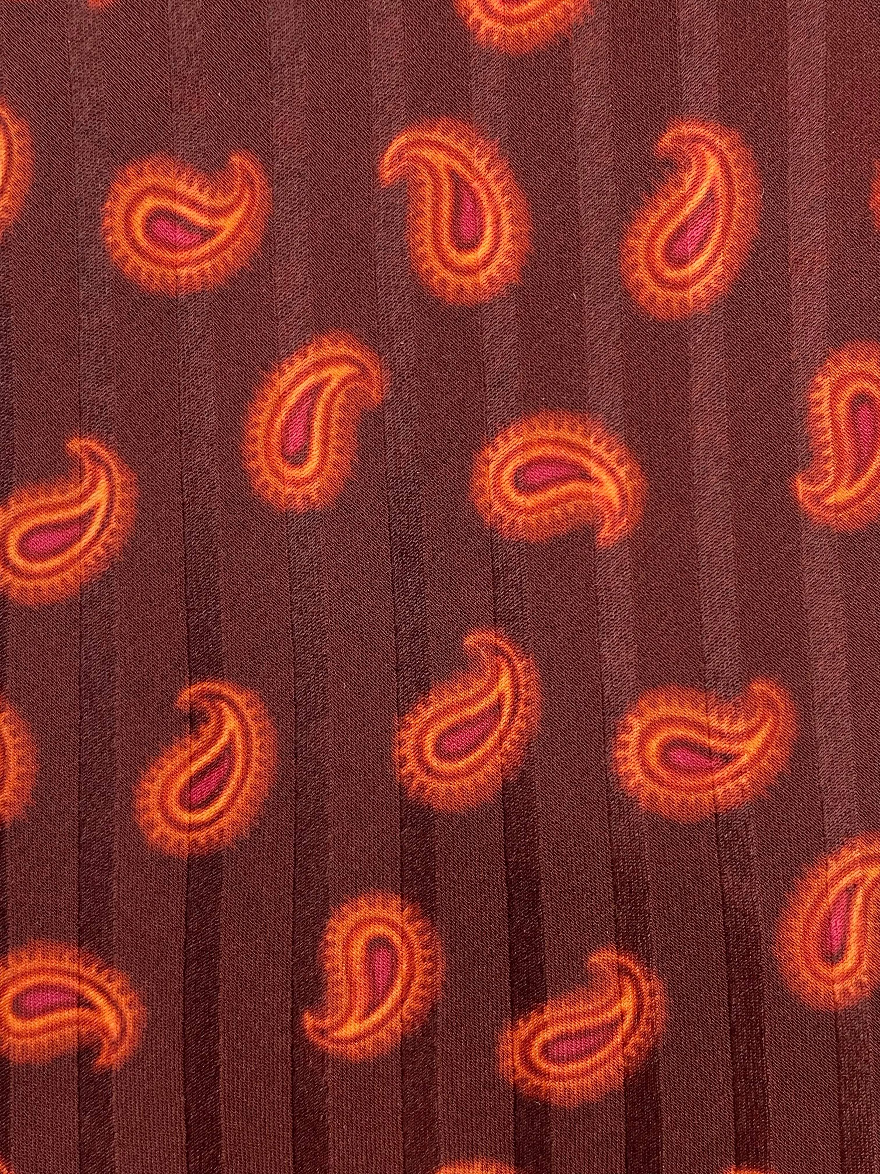 90s Deadstock Silk Necktie, Men's Vintage Red/ Orange Paisley Boteh Pattern Tie, NOS