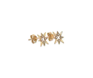 9ct Yellow Gold and Cubic Zirconia Star Stud Earrings