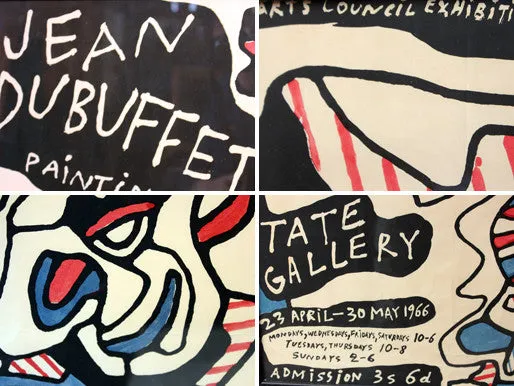 A Fabulous Original c.1966 Vintage Tate Gallery Exhibition Poster for Jean de Buffet (1901-1985)