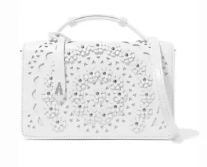 Alaia SMALL APPLIQUÉD LASER-CUT LEATHER SHOULDER BAG