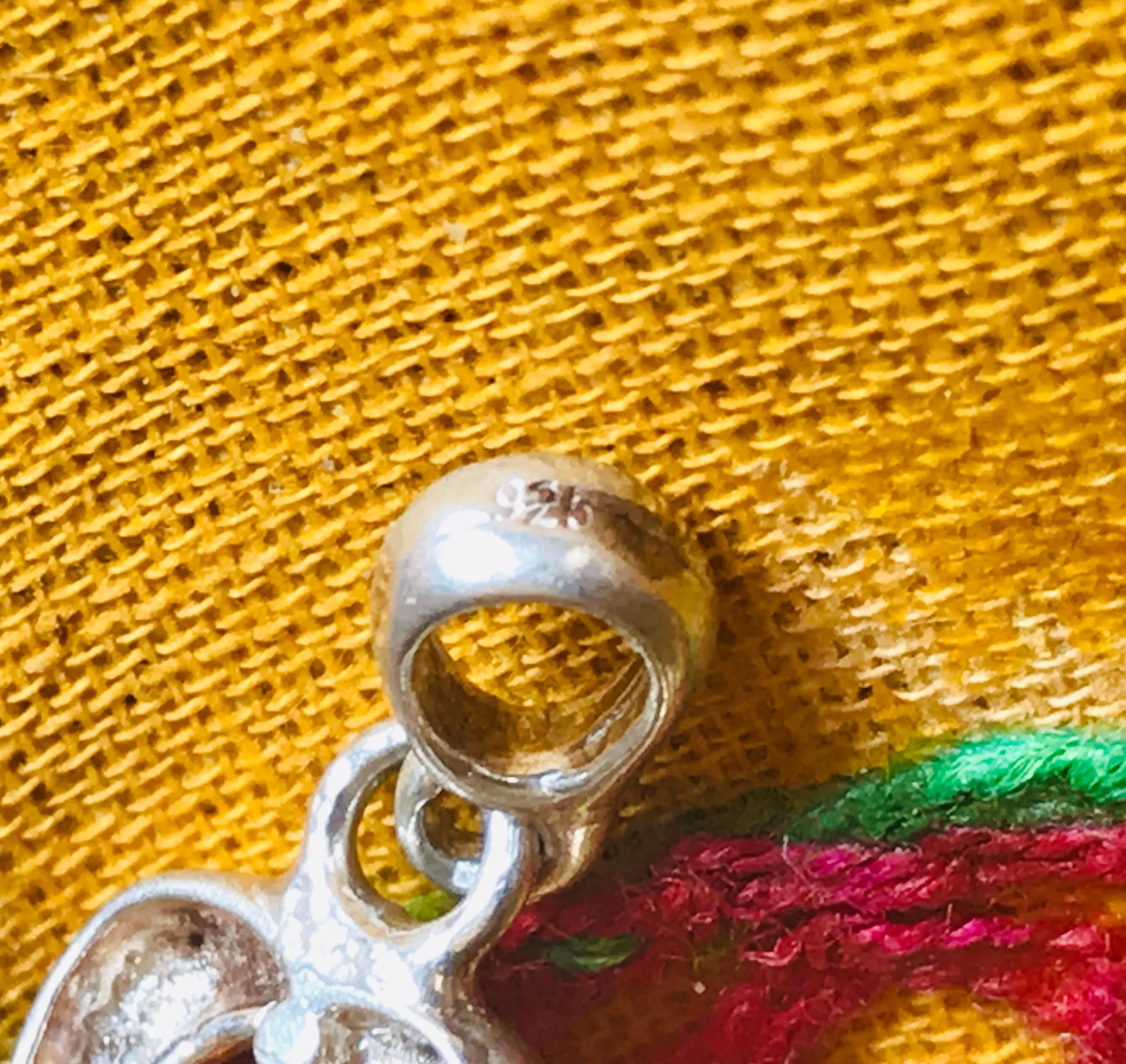 Antique Sterling Silver 925 Dainty Amber Stone Charm Pendant