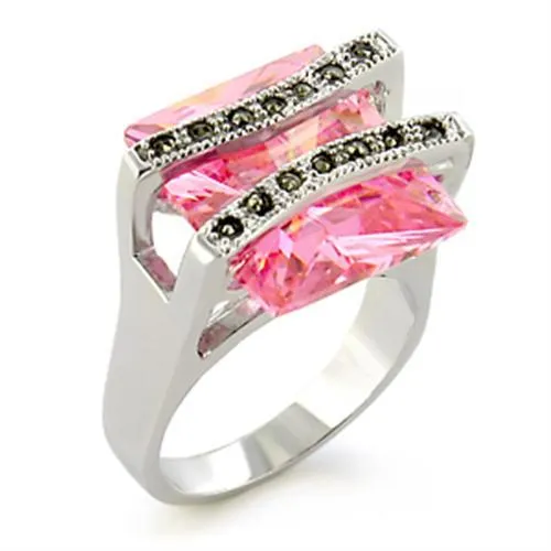 Antique Tone 925 Sterling Silver Ring with AAA Grade CZ in Rose for Women Style 37623