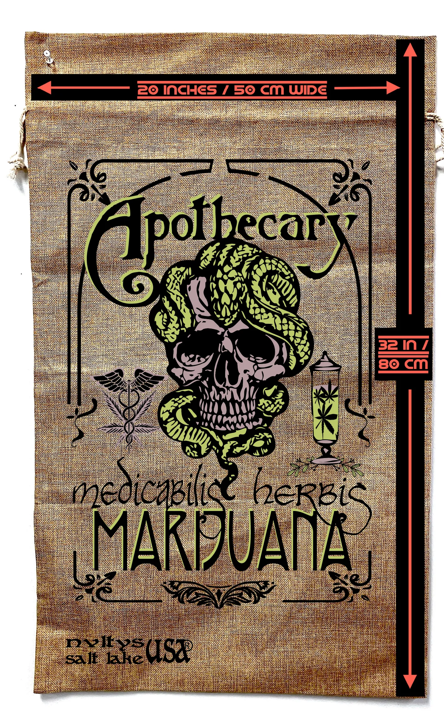 APOTHECARY MEDICAL MARIJUANA BURLAP BAG