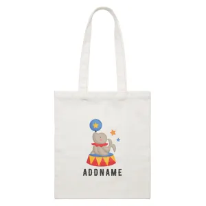 Birthday Circus Seal Playing Ball Addname White Canvas Bag