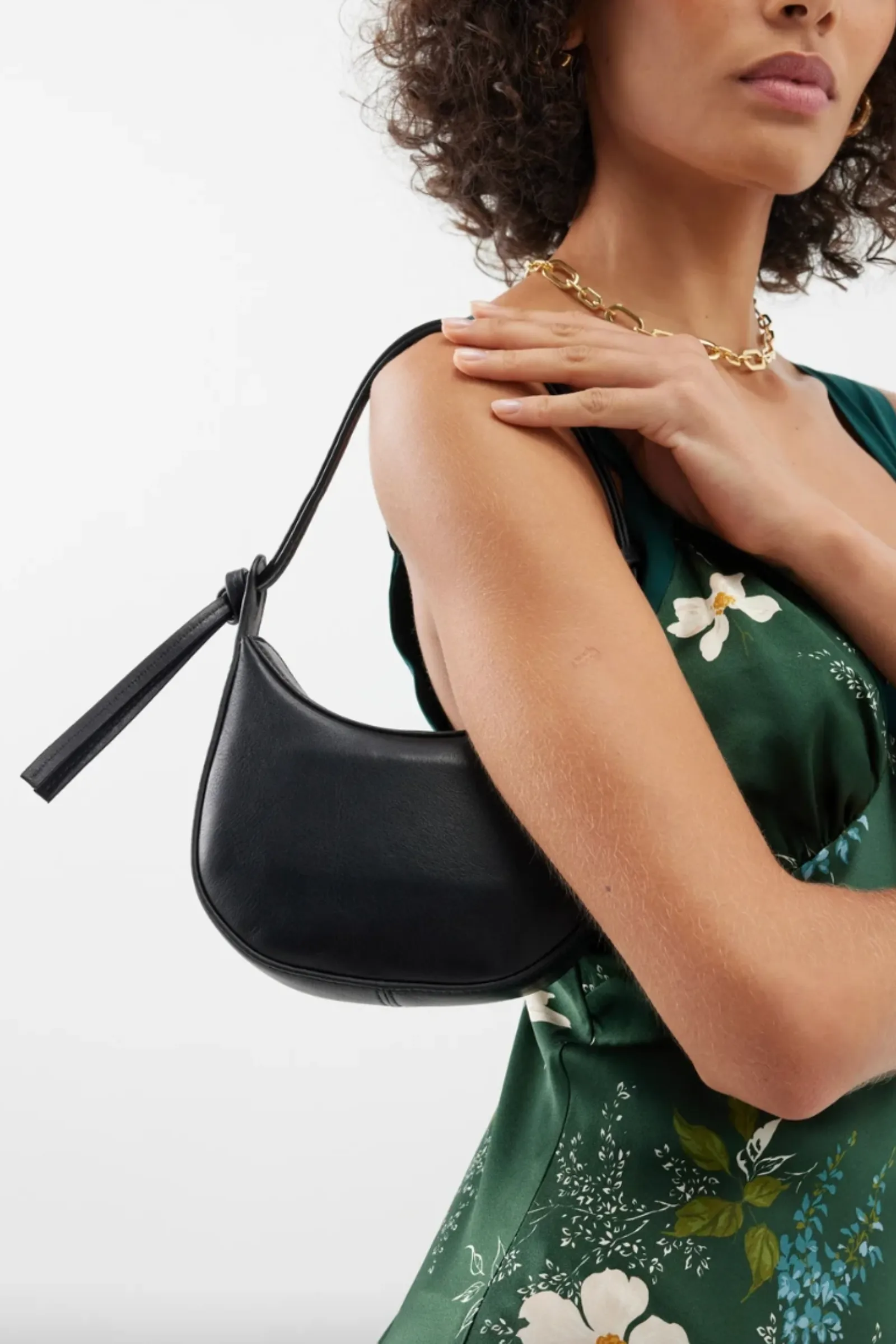 Black Rosetta Mini Leather Shoulder Bag