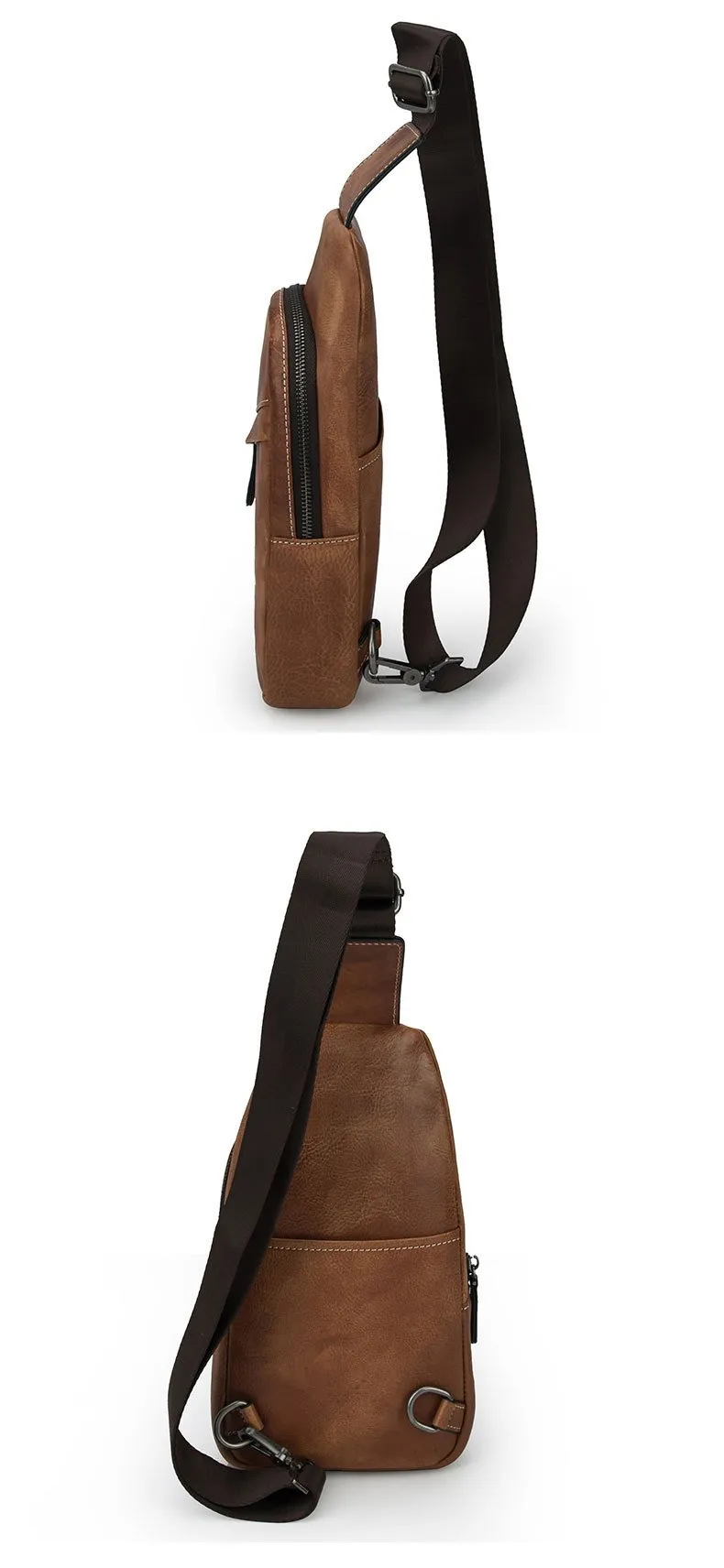 Blue Leather Mens Sling Bag Sling Backpack Brown Chest Bag Sling Shoulder Bag Sling Pack For Men