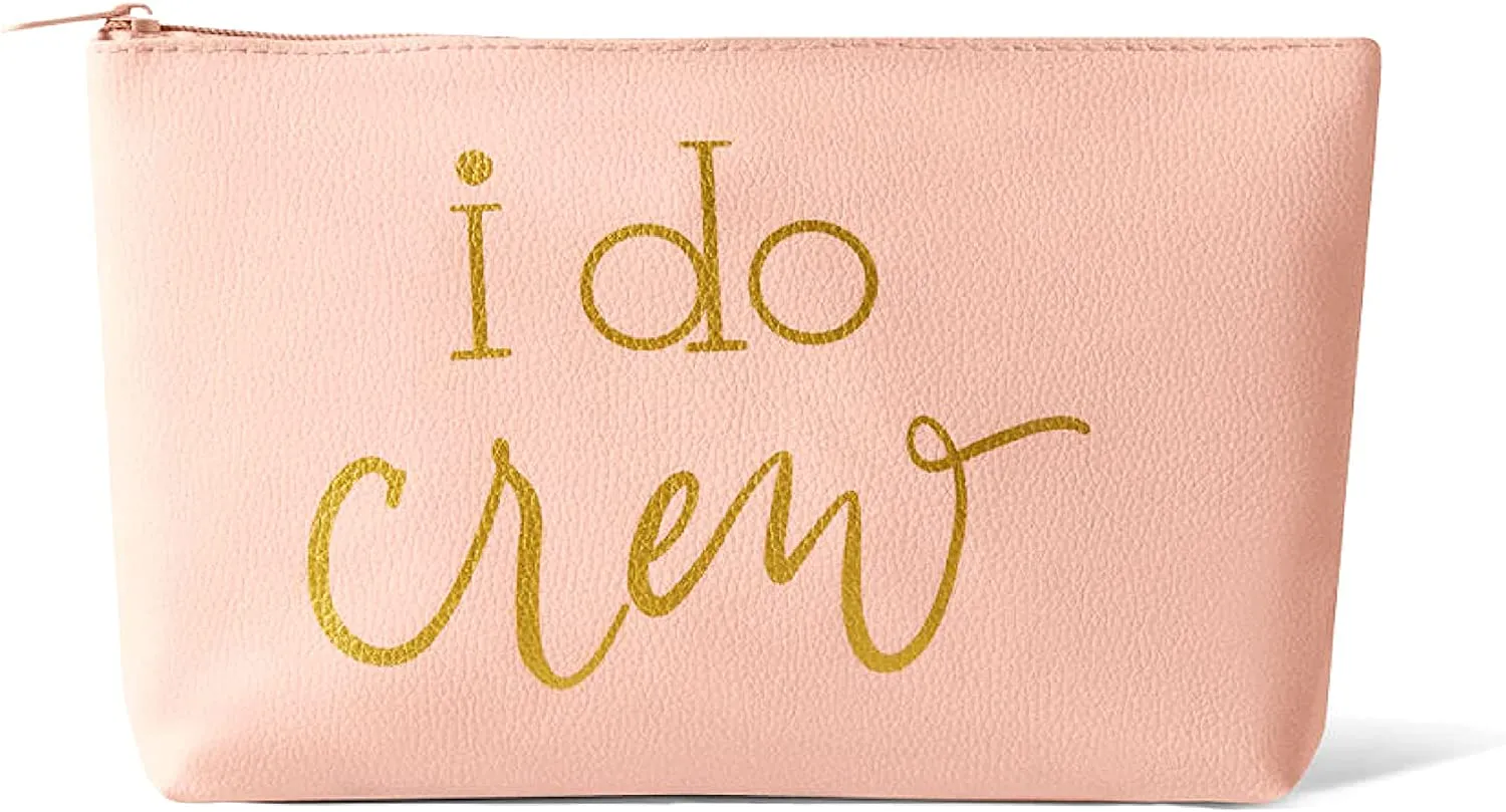Blush Pink I Do Crew Faux Leather Makeup Bag