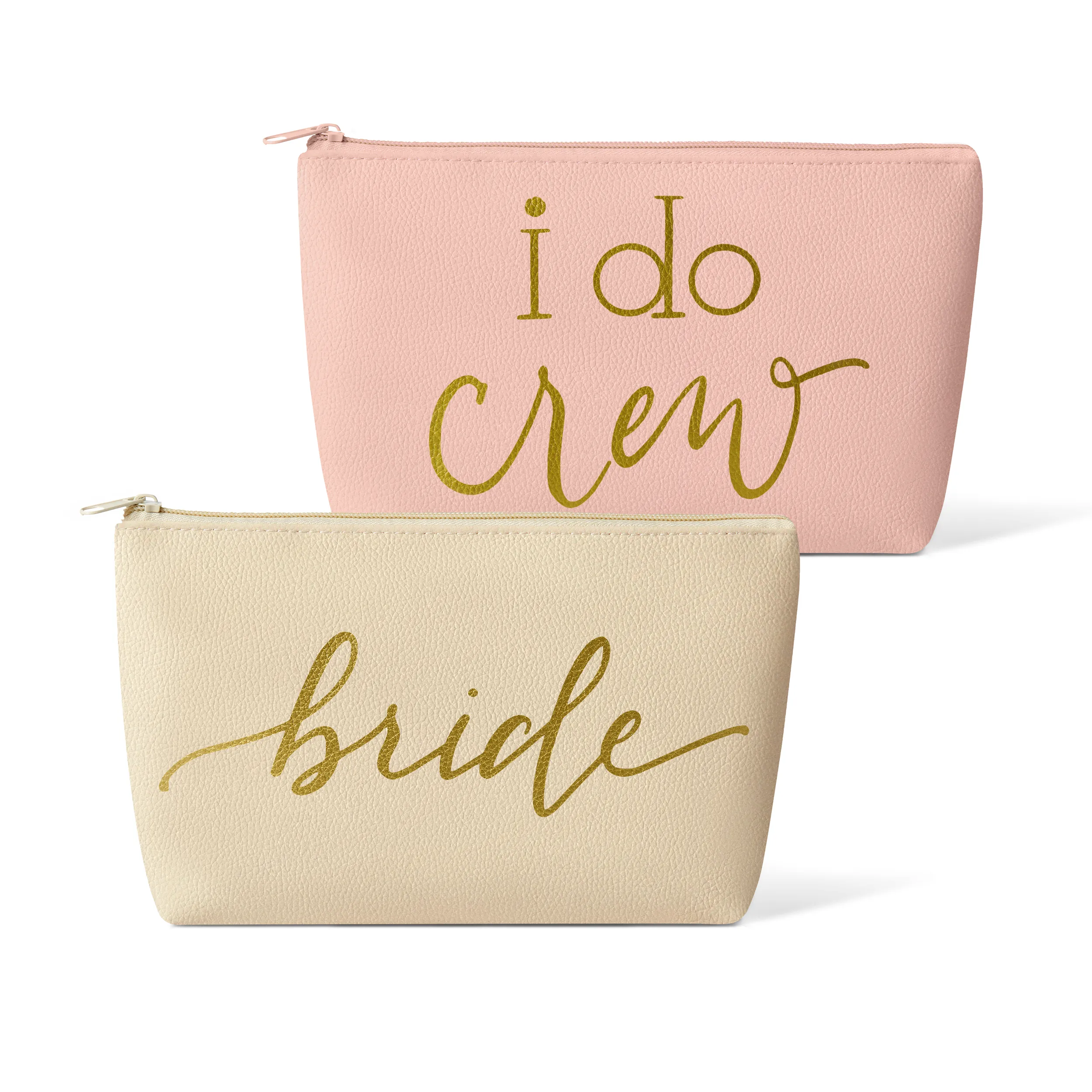 Blush Pink I Do Crew Faux Leather Makeup Bag