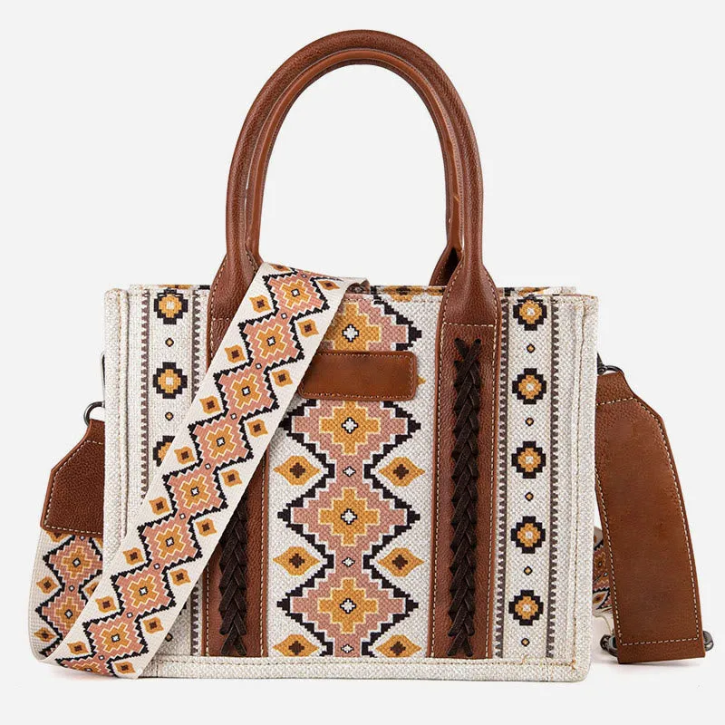 Bohemian Handbag For Women Wide Strap Multiple Use Crossbody Tote