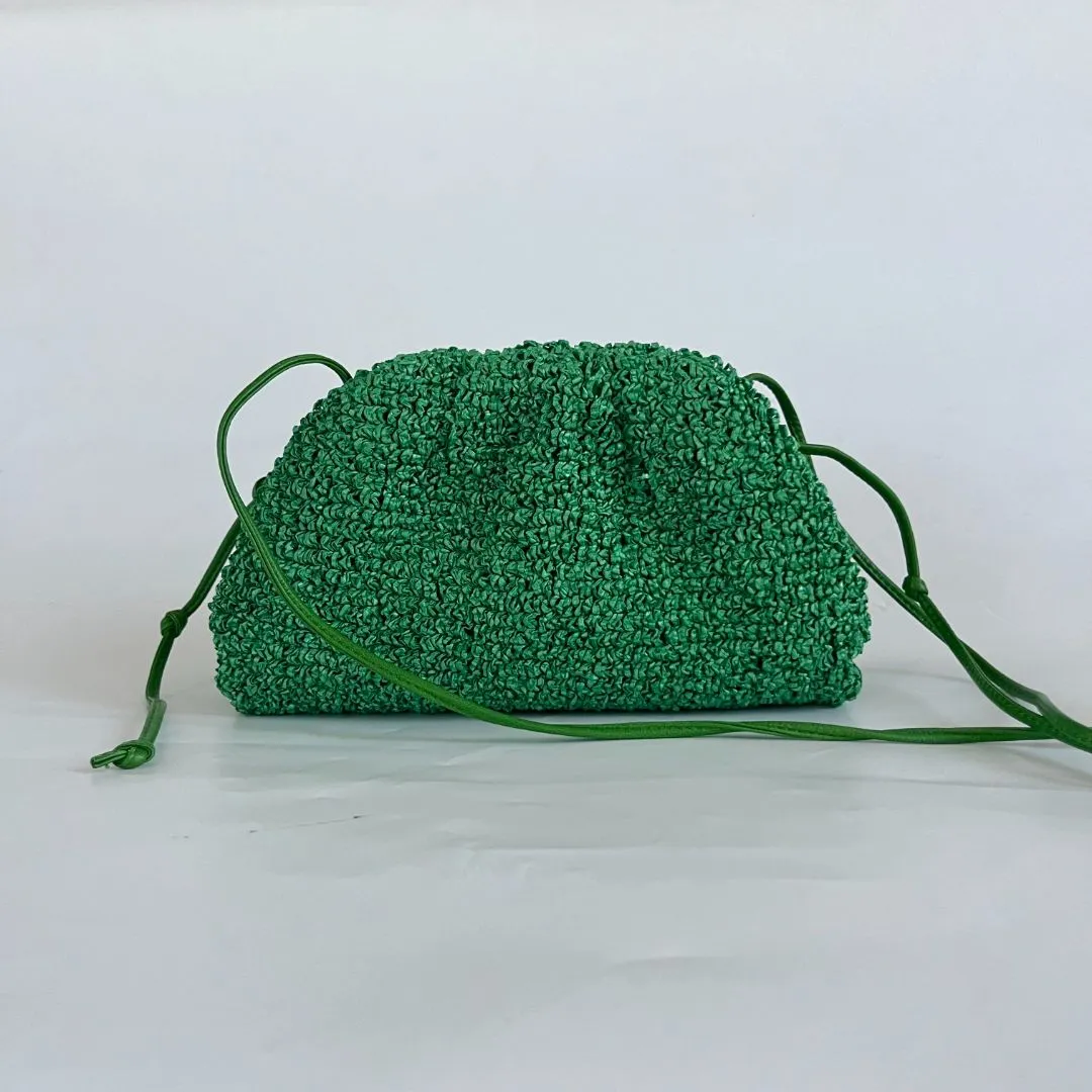 Bottega Veneta Mini Curly Raffia Pouch Clutch Bag
