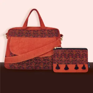 Box Sling Pouch Combo- Rust Orange Knot