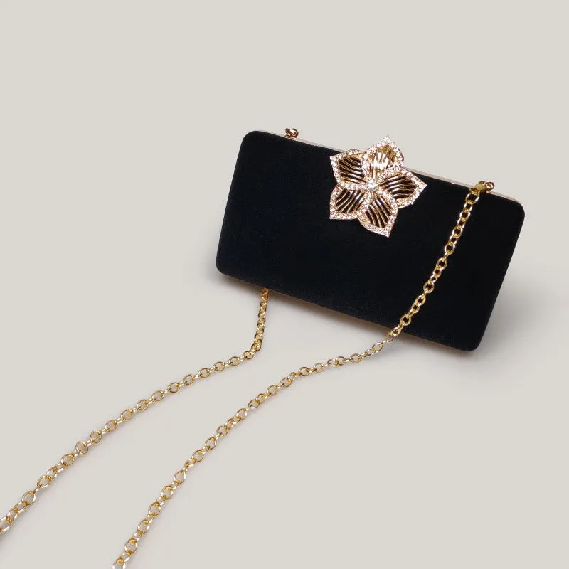 Bridal Evening Diamond Red Velvet Square Hand Bag