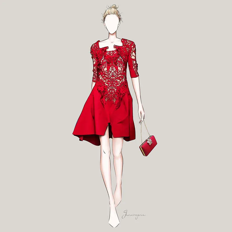 Bridal Evening Diamond Red Velvet Square Hand Bag