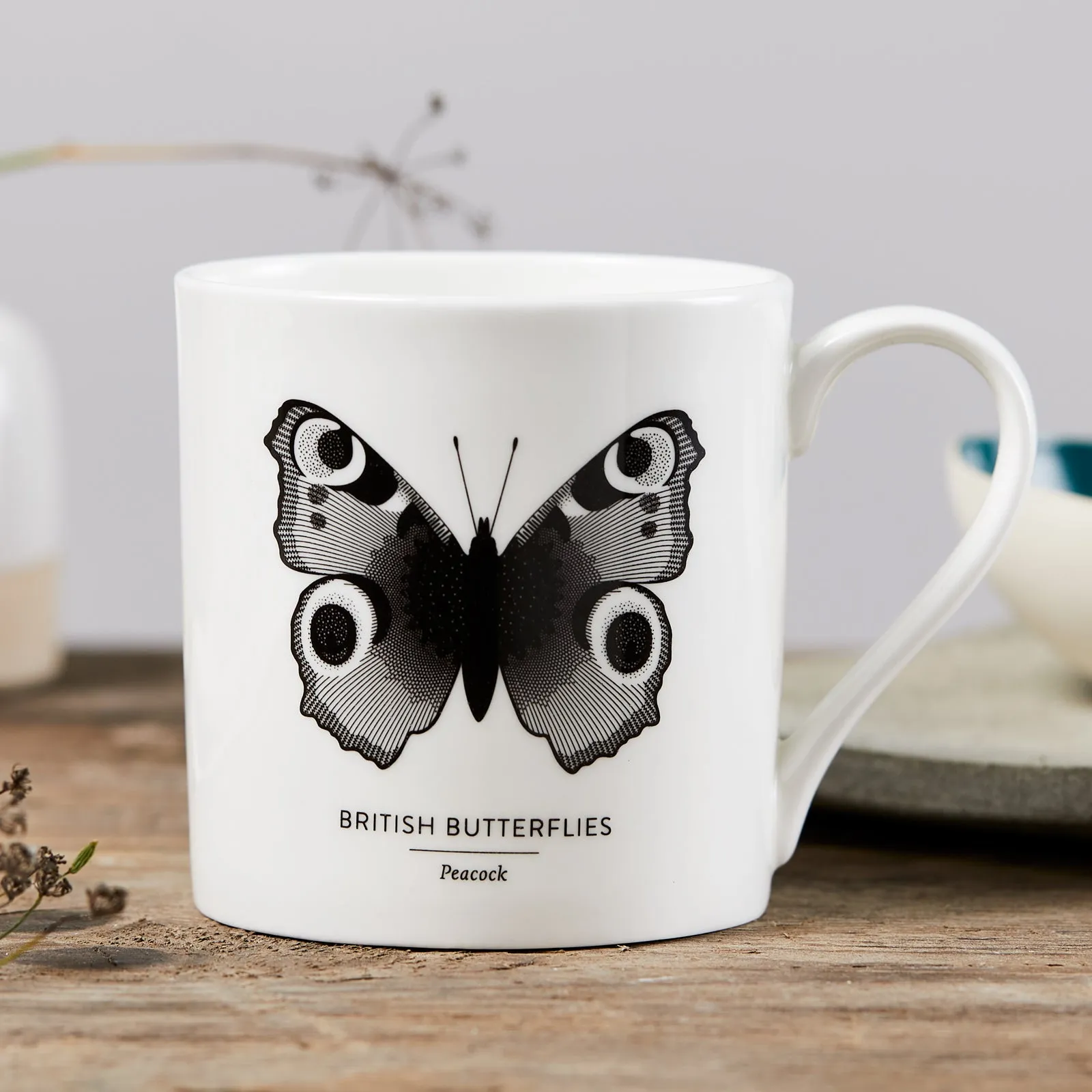 'British Butterflies: Peacock' Fine China Mug