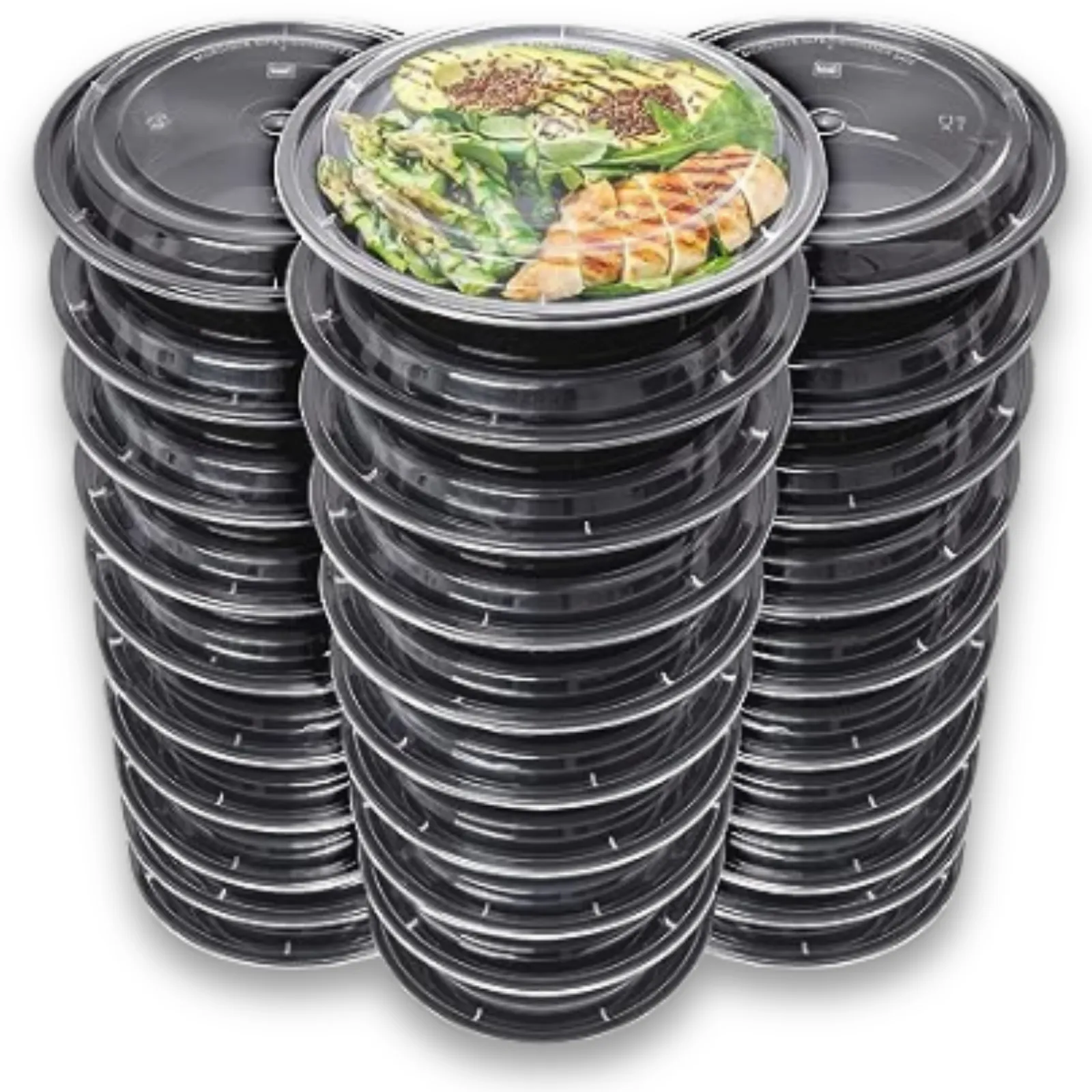 *BULK*  24oz Black Meal Prep/ Bento Box Disposable Container with Clear Lid