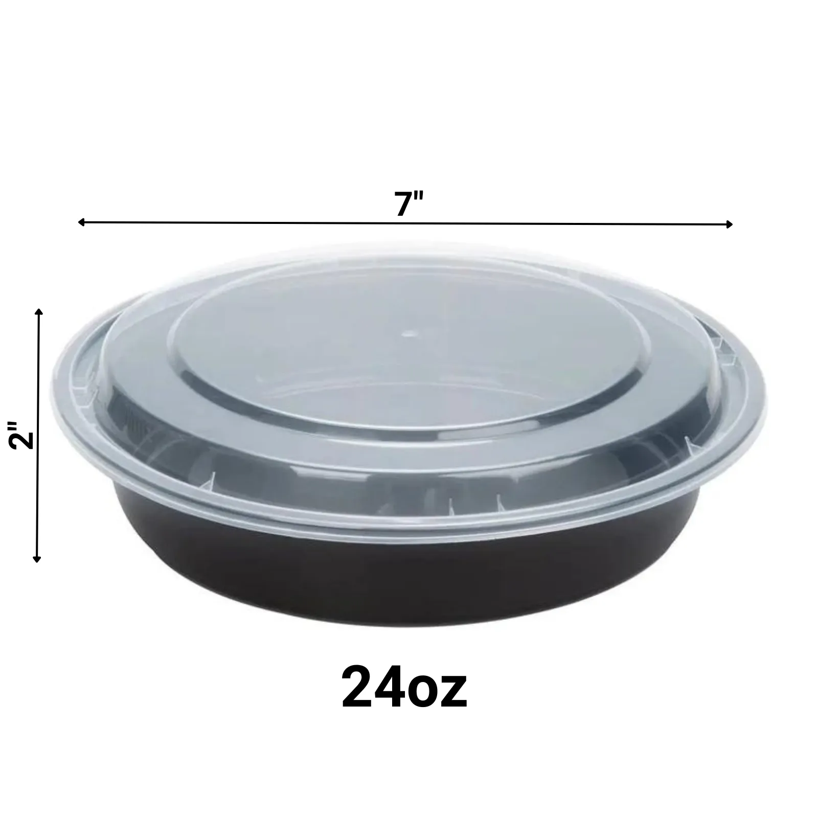*BULK*  24oz Black Meal Prep/ Bento Box Disposable Container with Clear Lid