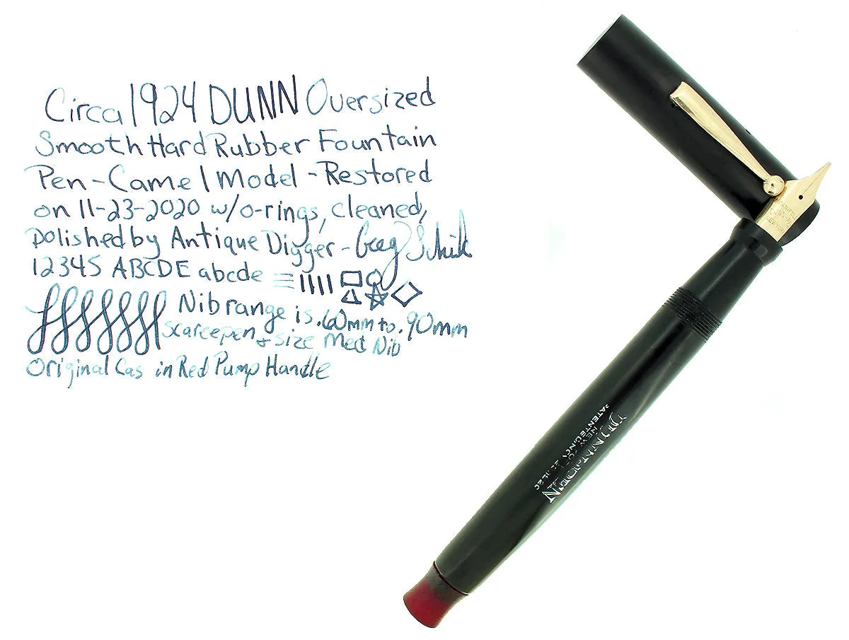 C1924 DUNN CAMEL OVERSIZE FOUNTAIN PEN RED CASEIN PUMP HANDLE RESTORED