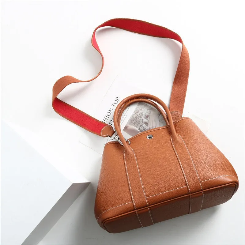 Calfskin Leather Top Handle Tote Bag