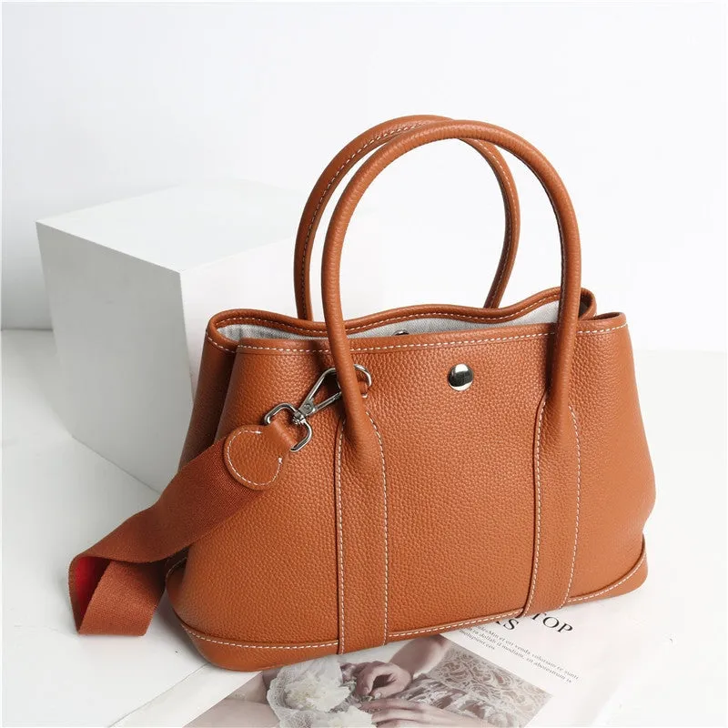 Calfskin Leather Top Handle Tote Bag