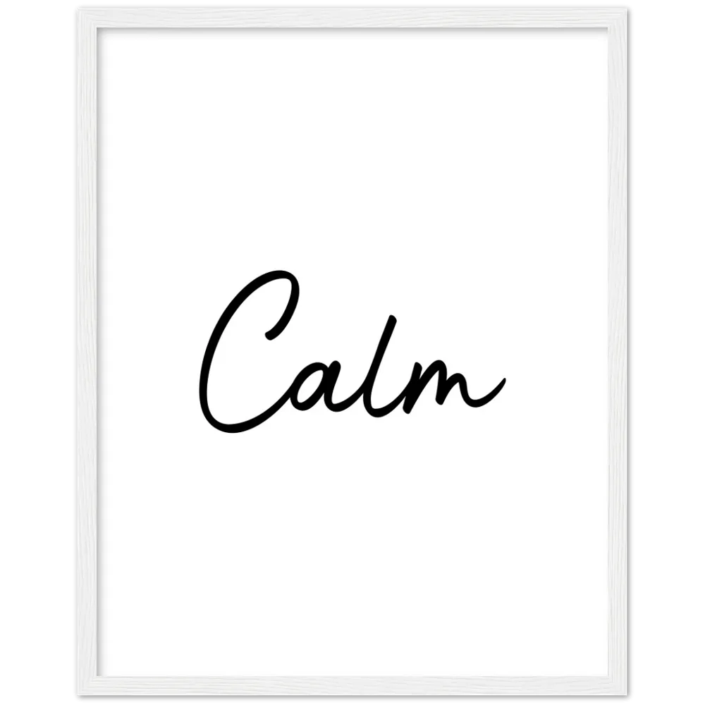 Calm Words Wood Framed Art Print