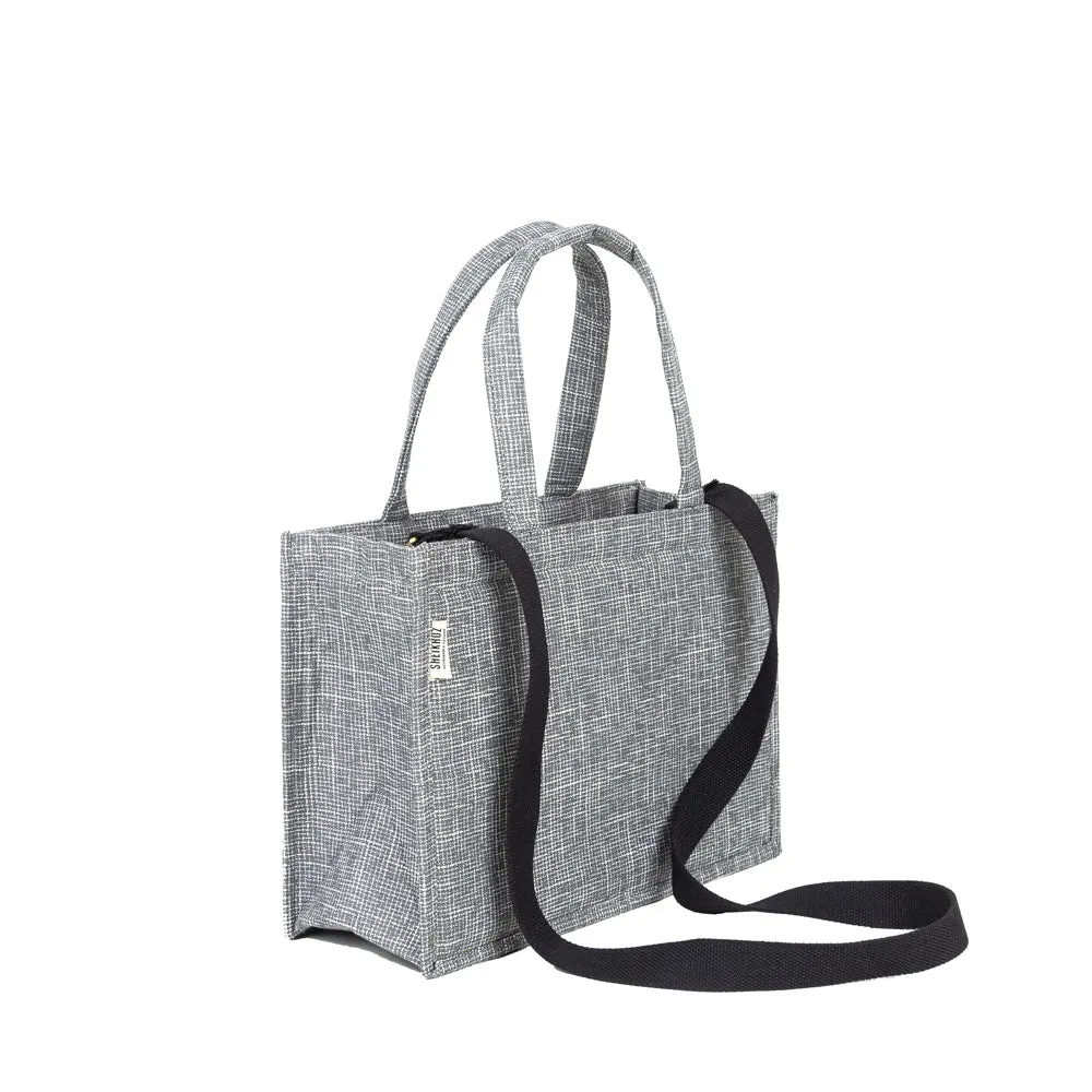Canvas Bag - Grey Web Pattern with Detachable Strap