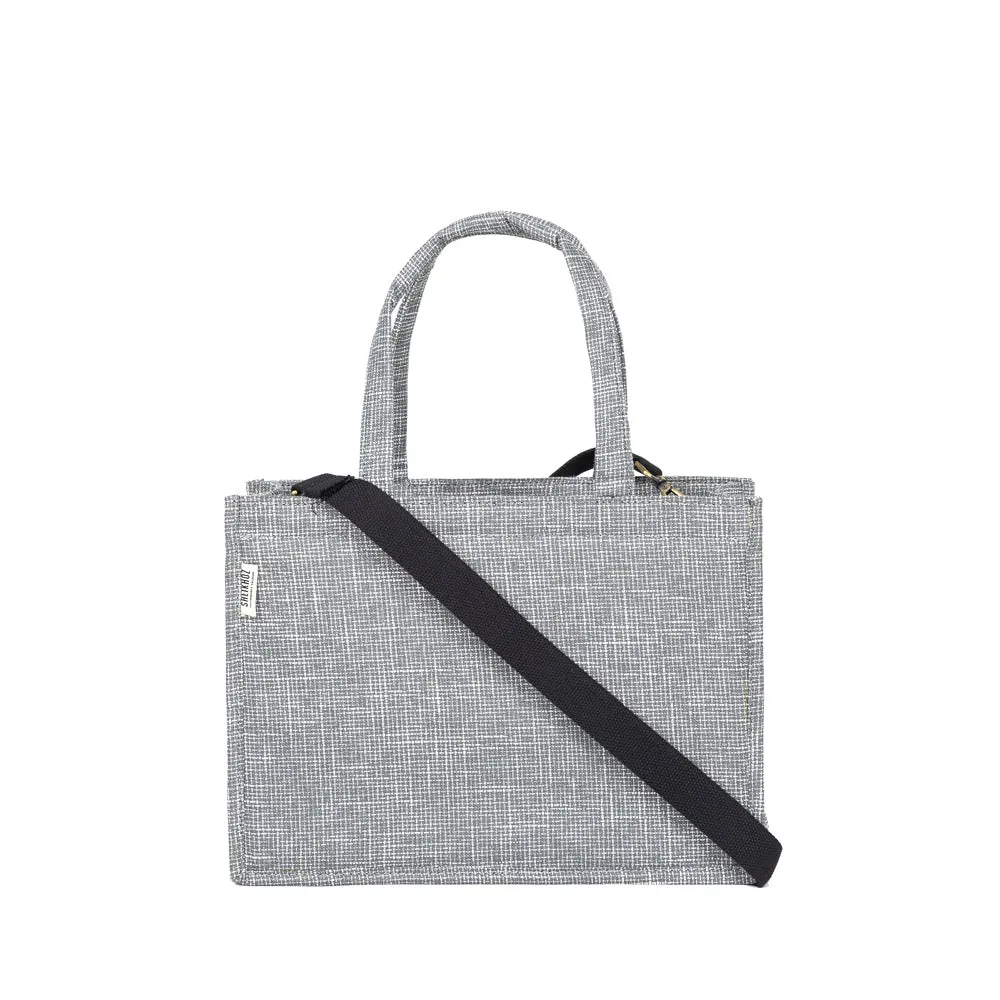 Canvas Bag - Grey Web Pattern with Detachable Strap