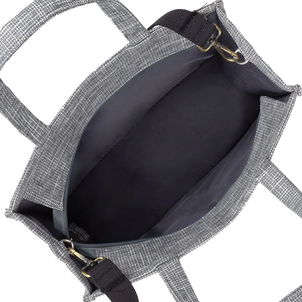 Canvas Bag - Grey Web Pattern with Detachable Strap