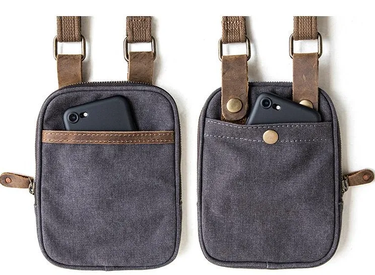 Canvas Mens Waist Bag Hip Pack Belt Bag Fanny Pack Bumbag Chest Bag Sling Bag for Men