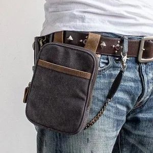 Canvas Mens Waist Bag Hip Pack Belt Bag Fanny Pack Bumbag Chest Bag Sling Bag for Men