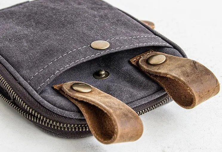 Canvas Mens Waist Bag Hip Pack Belt Bag Fanny Pack Bumbag Chest Bag Sling Bag for Men