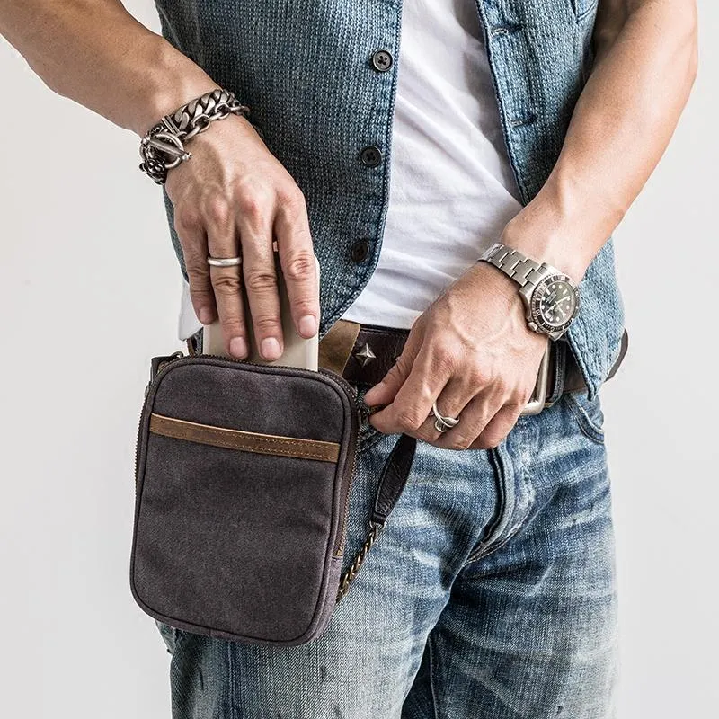 Canvas Mens Waist Bag Hip Pack Belt Bag Fanny Pack Bumbag Chest Bag Sling Bag for Men