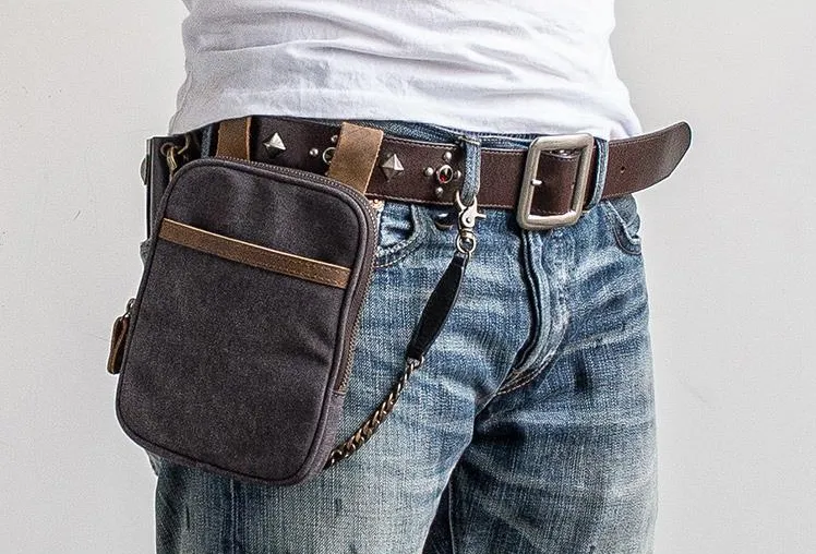 Canvas Mens Waist Bag Hip Pack Belt Bag Fanny Pack Bumbag Chest Bag Sling Bag for Men