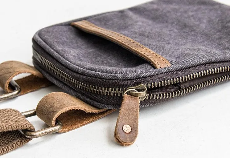 Canvas Mens Waist Bag Hip Pack Belt Bag Fanny Pack Bumbag Chest Bag Sling Bag for Men