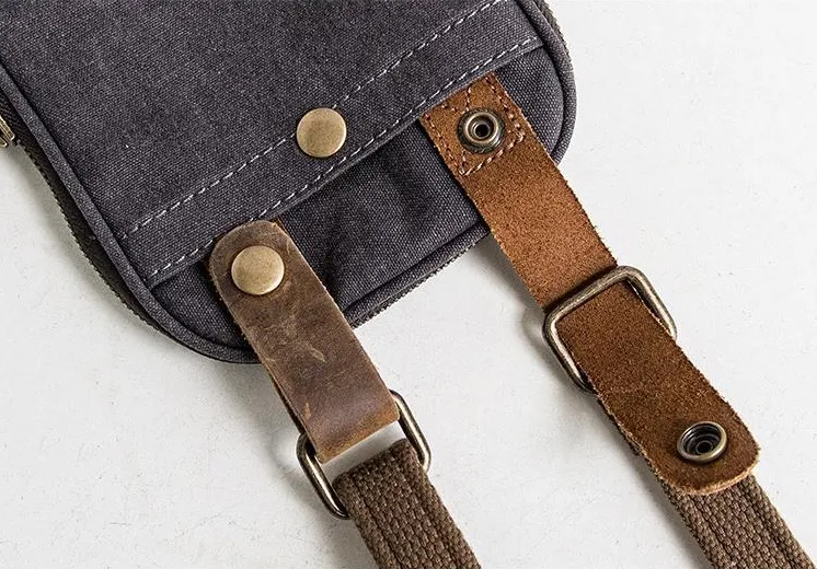 Canvas Mens Waist Bag Hip Pack Belt Bag Fanny Pack Bumbag Chest Bag Sling Bag for Men