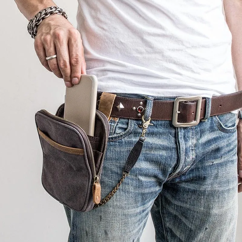 Canvas Mens Waist Bag Hip Pack Belt Bag Fanny Pack Bumbag Chest Bag Sling Bag for Men