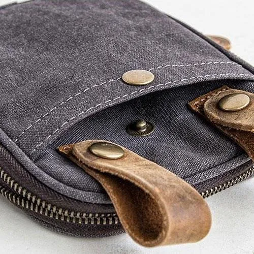 Canvas Mens Waist Bag Hip Pack Belt Bag Fanny Pack Bumbag Chest Bag Sling Bag for Men