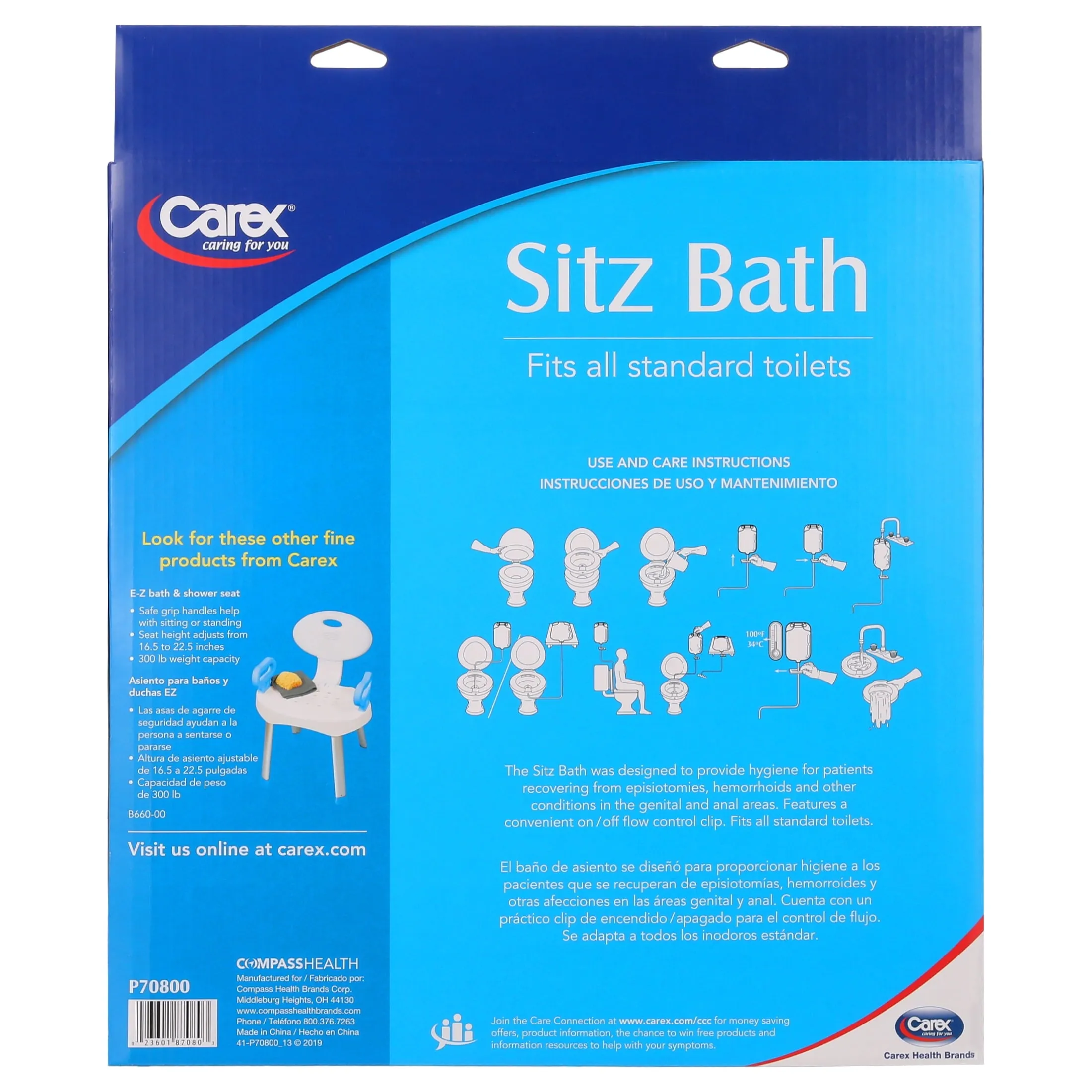 Carex Sitz Bath For Hemorrhoids, Postpartum Care, for Women, 1 Pack