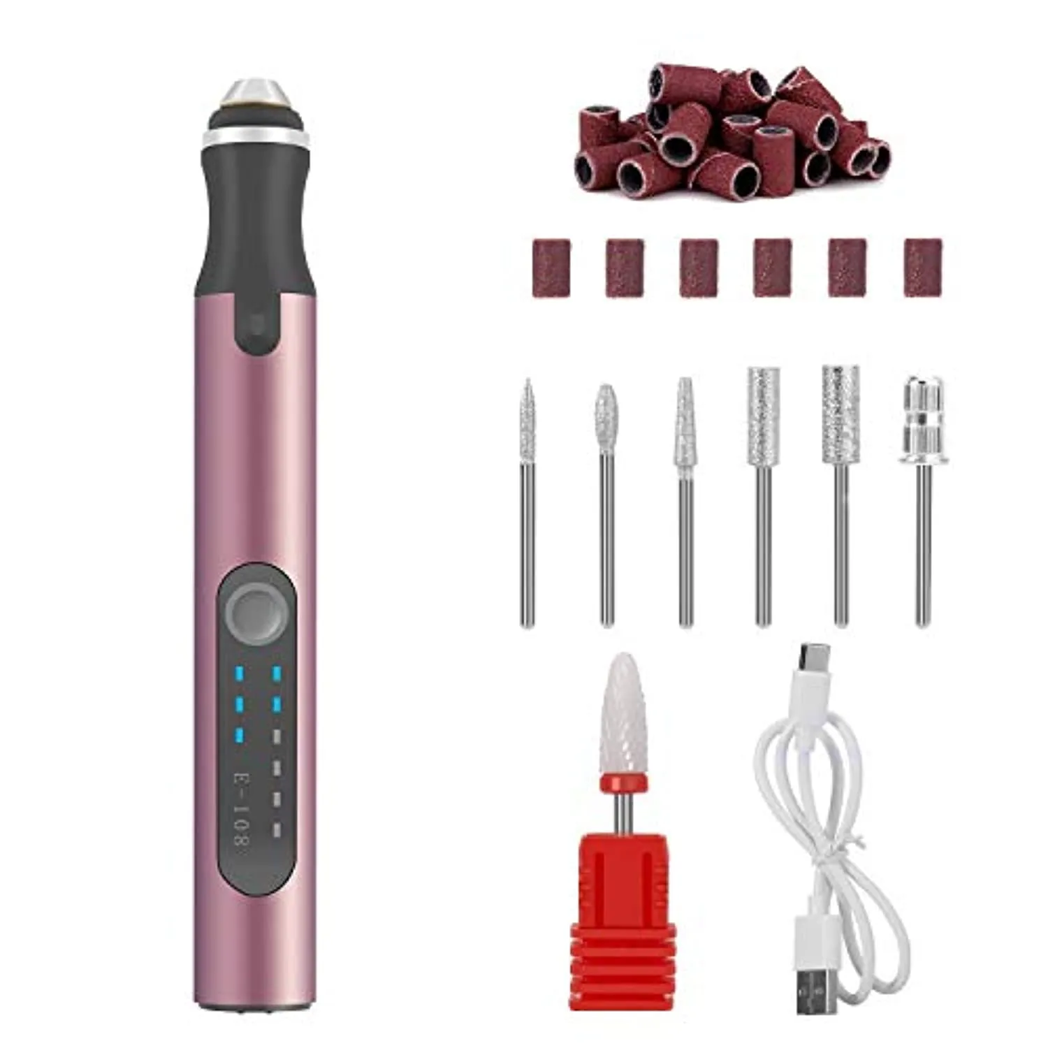 CGBE Electric Nail Drill Kit,Rechargeable Cordless Professional Nail File Machine and Manicure Set 12 Pcs