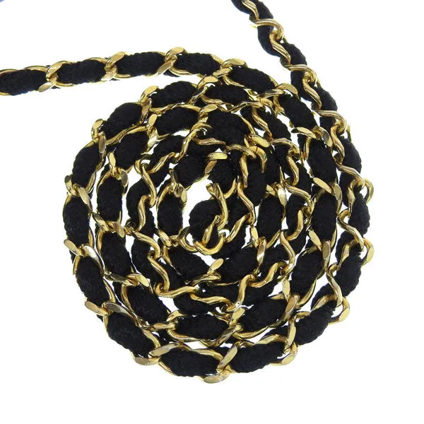 CHANEL Around 1985 Made Silk Satin Classic Flap Chain Bag Mini Black