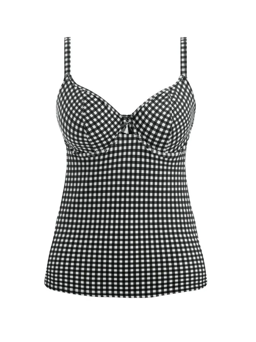Check In Plunge Tankini Top - Monochrome